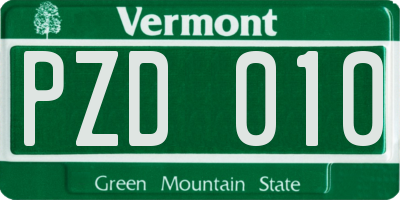 VT license plate PZD010