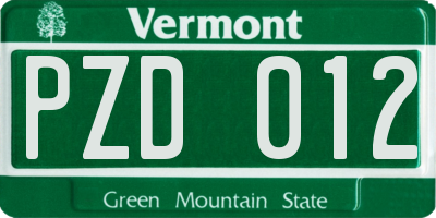 VT license plate PZD012