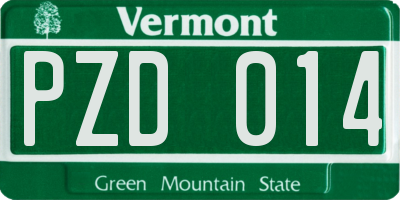 VT license plate PZD014