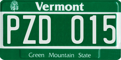 VT license plate PZD015
