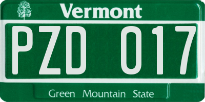 VT license plate PZD017