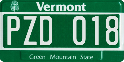 VT license plate PZD018