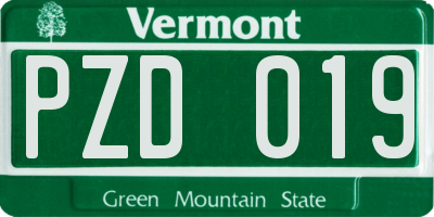 VT license plate PZD019
