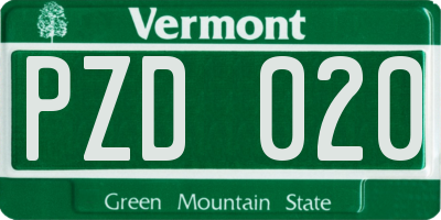 VT license plate PZD020