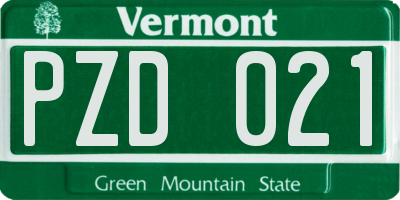 VT license plate PZD021