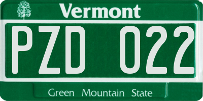 VT license plate PZD022