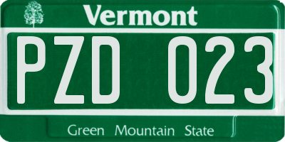 VT license plate PZD023