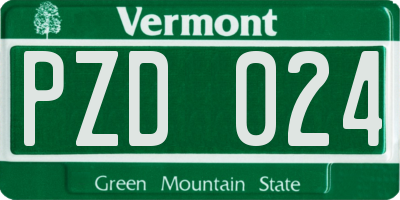 VT license plate PZD024