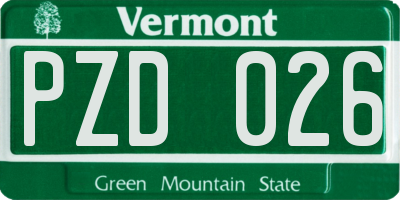 VT license plate PZD026