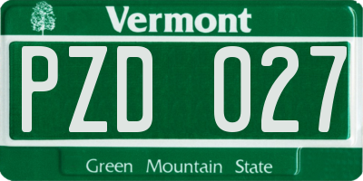 VT license plate PZD027