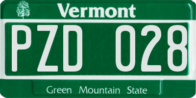 VT license plate PZD028