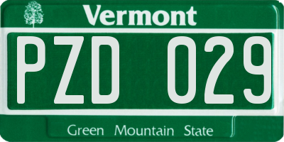 VT license plate PZD029