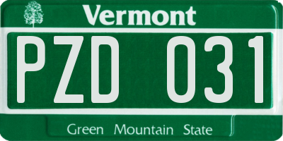 VT license plate PZD031