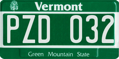 VT license plate PZD032