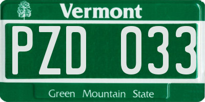 VT license plate PZD033
