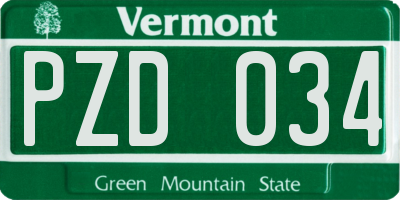 VT license plate PZD034