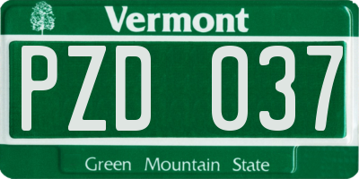 VT license plate PZD037