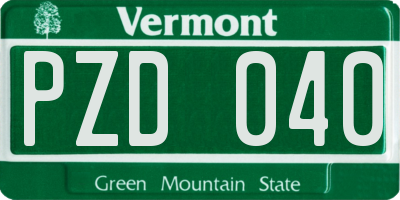 VT license plate PZD040