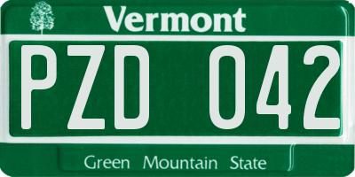 VT license plate PZD042