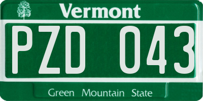 VT license plate PZD043