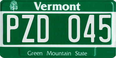 VT license plate PZD045
