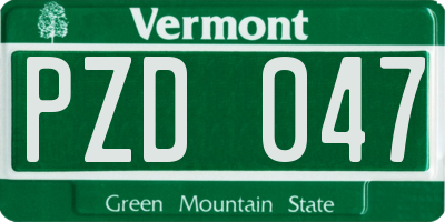 VT license plate PZD047