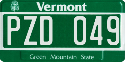 VT license plate PZD049