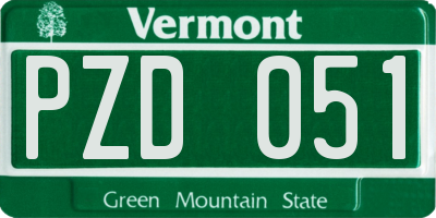 VT license plate PZD051