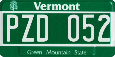 VT license plate PZD052
