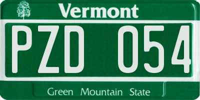 VT license plate PZD054