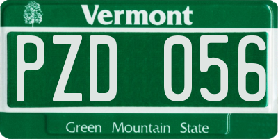 VT license plate PZD056