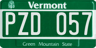 VT license plate PZD057