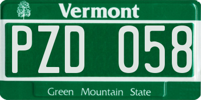 VT license plate PZD058