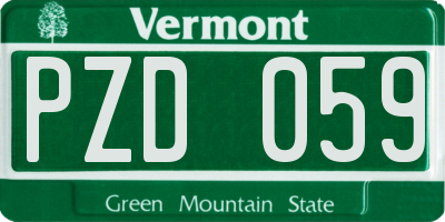 VT license plate PZD059