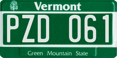 VT license plate PZD061