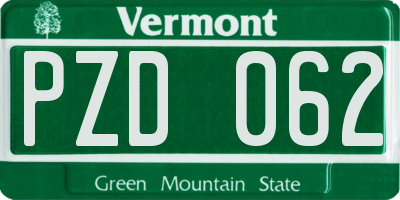 VT license plate PZD062