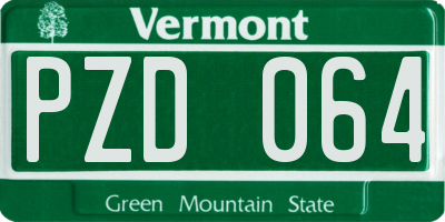 VT license plate PZD064
