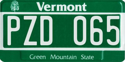 VT license plate PZD065