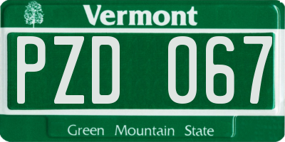 VT license plate PZD067