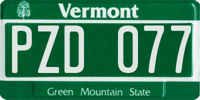 VT license plate PZD077