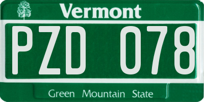 VT license plate PZD078