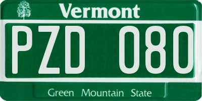 VT license plate PZD080