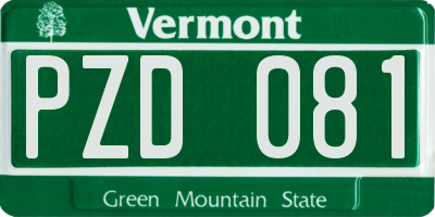VT license plate PZD081