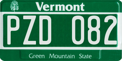 VT license plate PZD082