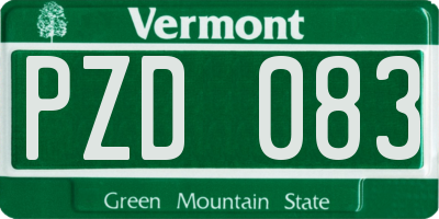VT license plate PZD083