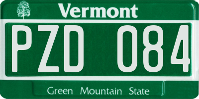VT license plate PZD084