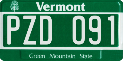 VT license plate PZD091