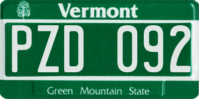 VT license plate PZD092