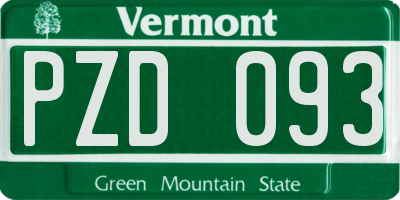 VT license plate PZD093