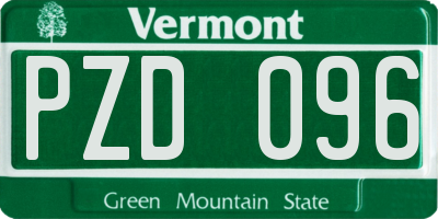 VT license plate PZD096